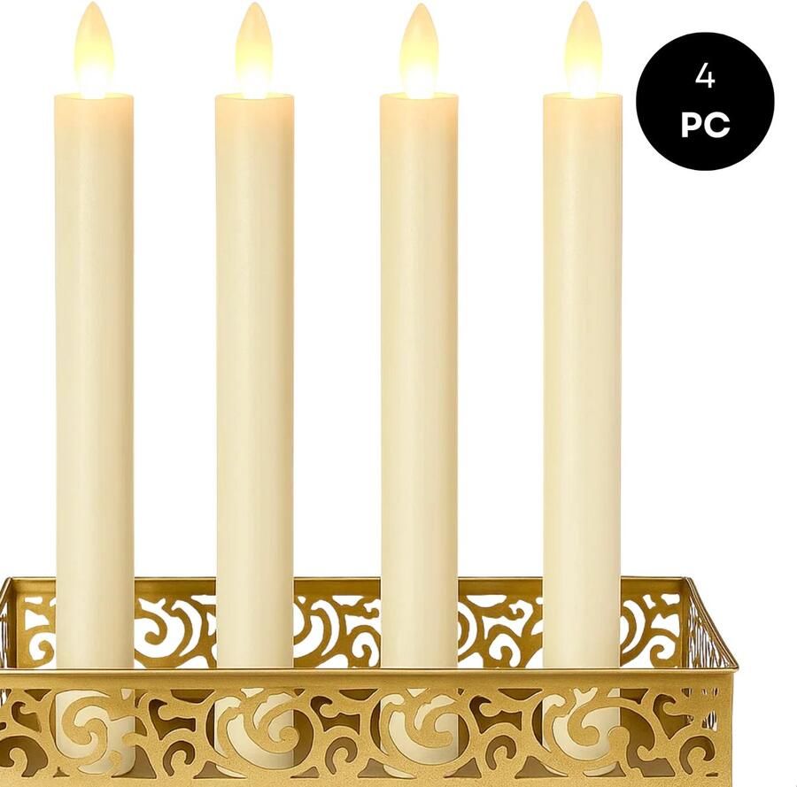 Lomera Led Dinerkaarsen Set Van 4 24 Cm Op Batterijen Aaa Batterijen Nep Kaarsen Elektrische Kaarsen Sfeerverlichting Tafel Decoratie Veilig In Gebruik Energiezuinig Zonder Vlam Eenvoudig Te Gebruiken