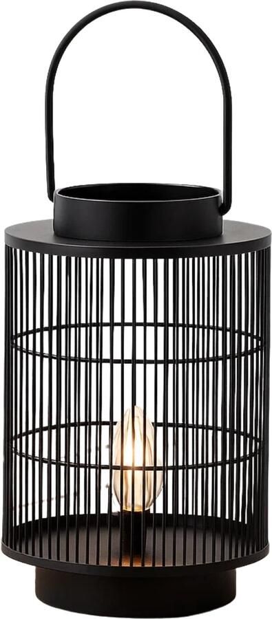 Lomera Led Lantaarn Metaal Lantaarn 30 Cm Hoog Zwarte Lantaarn Led Verlichting Op Batterijen Sfeerverlichting Metalen Frame Decoratieve Lantaarn Energiezuinig Draagbare Lantaarn Moderne Stijl Tafellamp