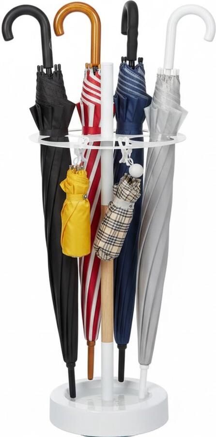 Lomera Moderne Parapluhouder Paraplubak Metaal Ruimte Voor 5 Paraplu's Regenwater Opvang Stijlvolle Afwerking Parapluhouder Rond Houten Afwerking Paraplubak Design Parapluhouder Binnen Paraplubak