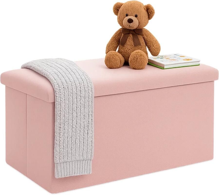 Lomera Opvouwbare Poef Opbergpoef Roze Poef Hocker Met Opbergruimte Mdf Poef Opvouwbaar Ontwerp Ruimtebesparend Poef Met Deksel Poef Voor Woonkamer Opbergmeubel Multifunctionele Poef Katoenen Poef