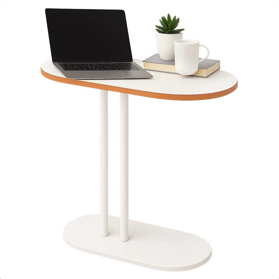 Lomera Witte Bijzettafel Metalen Bijzettafel Mdf Tafelblad Compacte Bijzettafel Moderne Stijl Lichtgewicht Tafel Minimalistisch Design Woonkamer Tafel Functionele Bijzettafel Interieuraccessoire