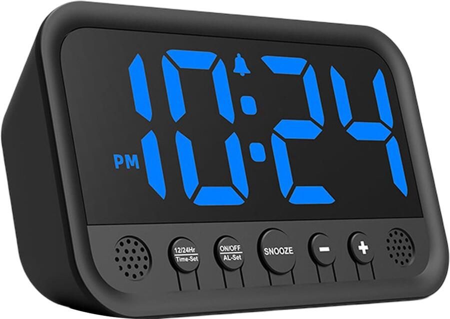 Longziming -Compacte Digitale Wekker met Helder Display – 5 Volume Niveaus Geheugenfunctie & Sluimerfunctie Modern Design voor Nachtkastje of Bureau
