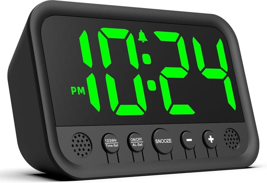 Longziming -Compacte Digitale Wekker met Helder Display – 5 Volume Niveaus Geheugenfunctie & Sluimerfunctie Modern Design voor Nachtkastje of Bureau