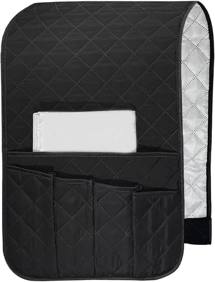 Longziming -Sofa Armleuning Organizer – Bank Opbergvak met 5 Vakken & Antislip Bevestiging – Duurzaam Polyester 90×43 cm- Zwart