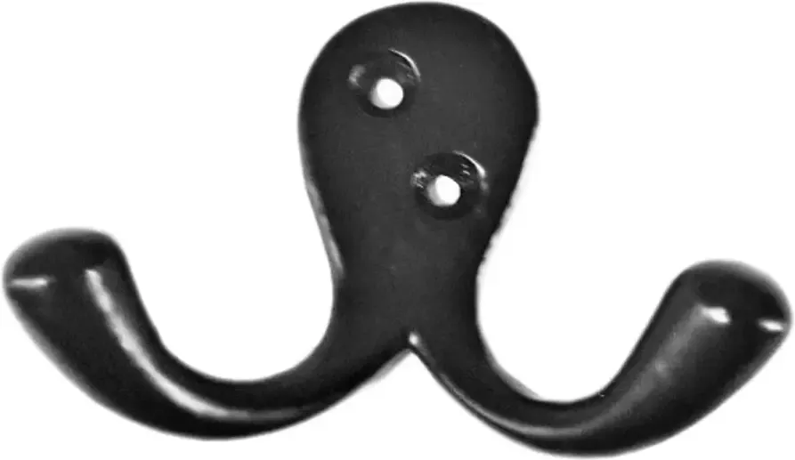 Loods84 Kapstokhaak dubbel zwart gietijzer hoogte 5 cm breedte 8 cm
