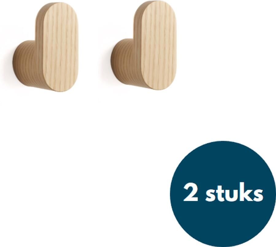 Loods84 Houten Kapstokhaken Kledinghaken Ophanghaken Handdoekhaken Jashaken 2 Stuks Teak
