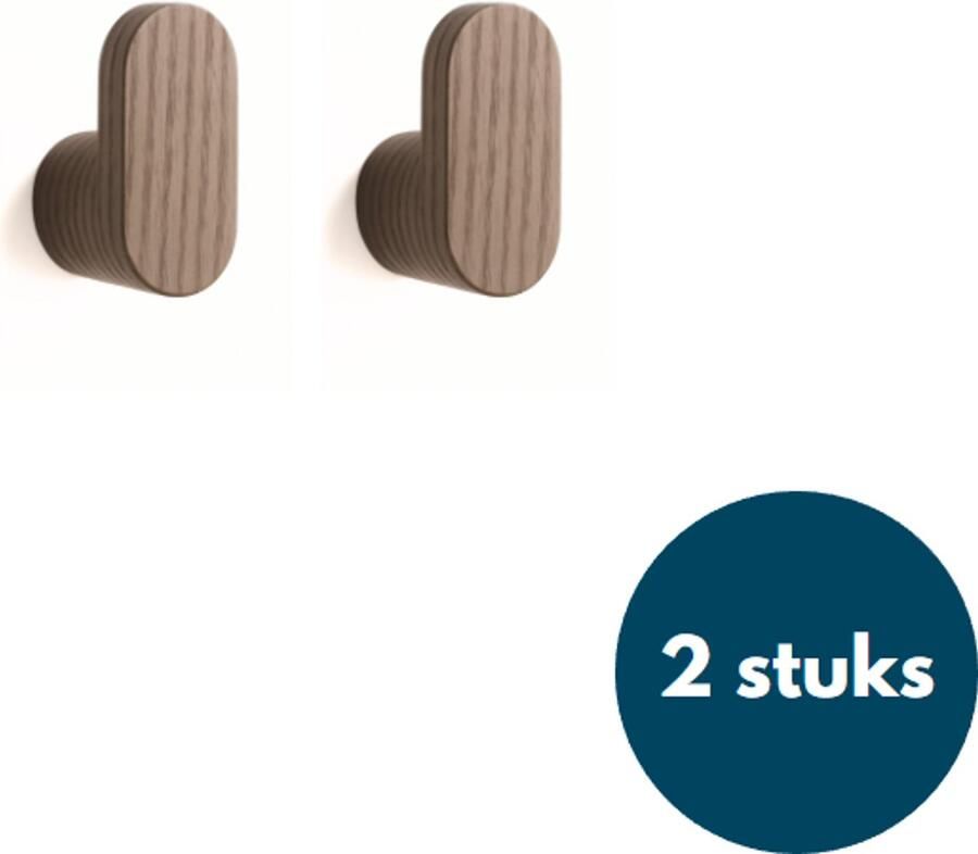 Loods84 Houten Kapstokhaken Kledinghaken Ophanghaken Handdoekhaken Jashaken 2 Stuks Walnoot licht
