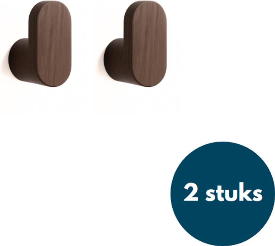 Loods84 Houten Kapstokhaken Kledinghaken Ophanghaken Handdoekhaken Jashaken 2 Stuks Walnoot
