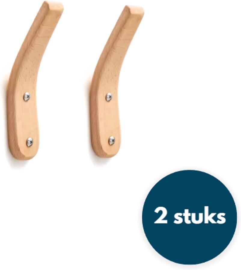 Loods84 Houten Wandhaken Kapstokhaken Chique Teak 2 Stuks Ophanghaken Handdoekhaken Jashaken