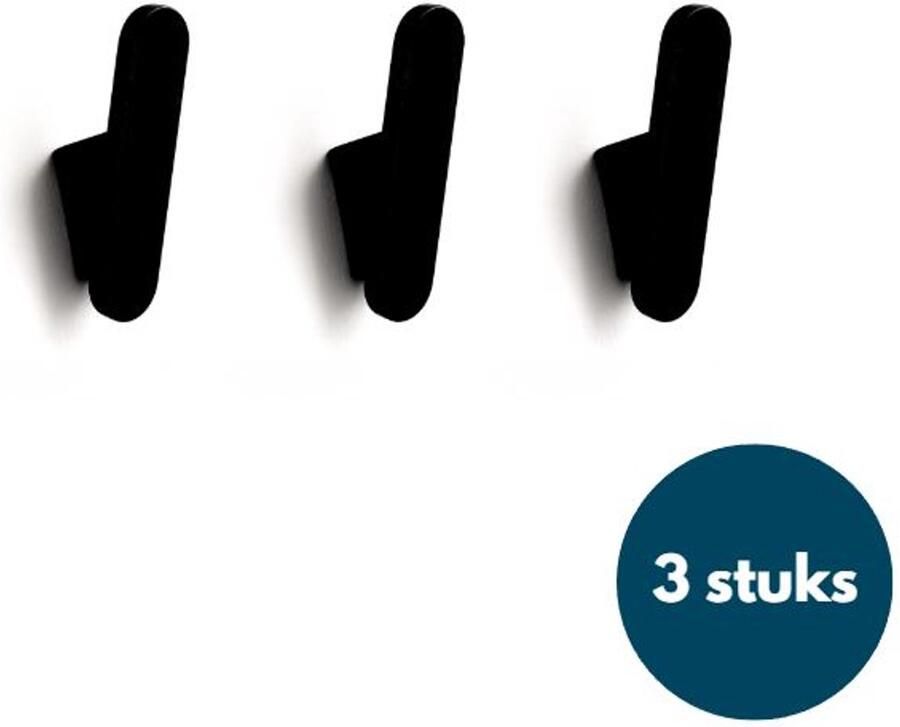 Loods84 Houten Wandhaken Retro kapstokhaken Ophanghaken Handdoekhaken Jashaken 3 stuks Zwart