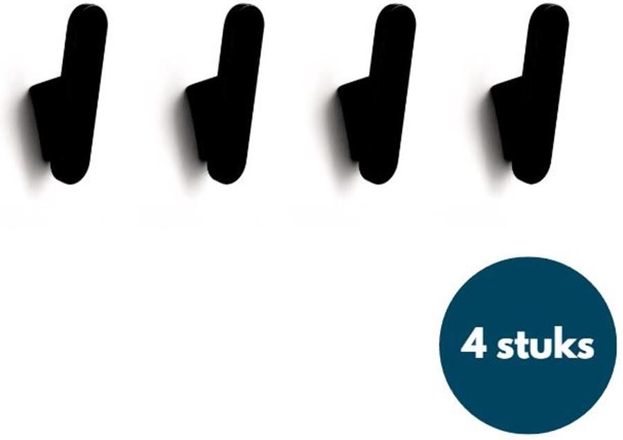 Loods84 Houten Wandhaken Retro kapstokhaken Ophanghaken Handdoekhaken Jashaken 4 stuks Zwart