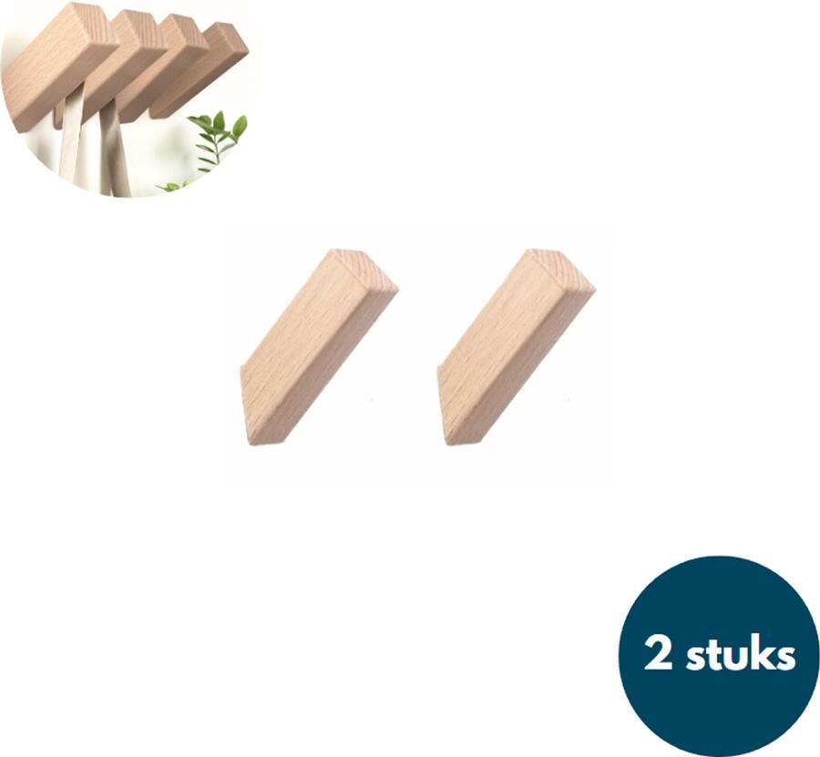 Loods84 Houten Wandhaken Vierkante kapstokhaken Ophanghaken Handdoekhaken Jashaken 2 stuks Teak