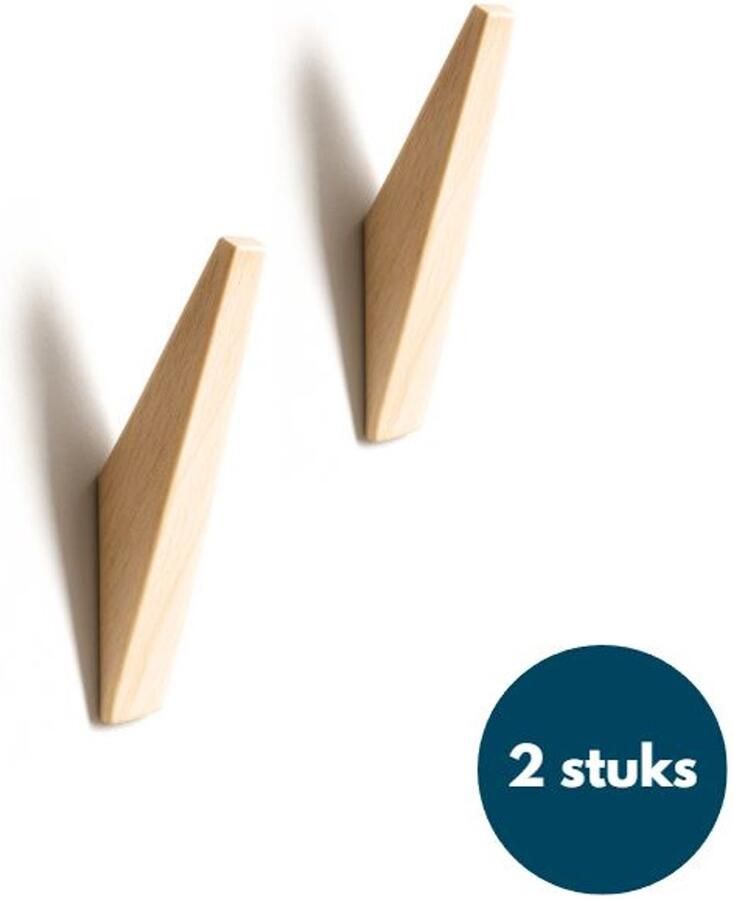 Loods84 Houten Wandhaken Vintage kapstokhaken Ophanghaken Handdoekhaken Jashaken 2 stuks Teak