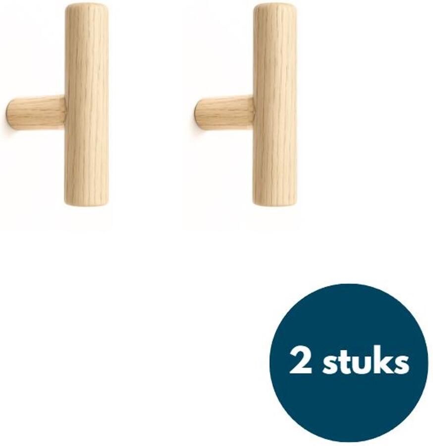 Loods84 Jashaken hout Teak Kapstok haken Wandhaken Wandkapstok 2 stuks