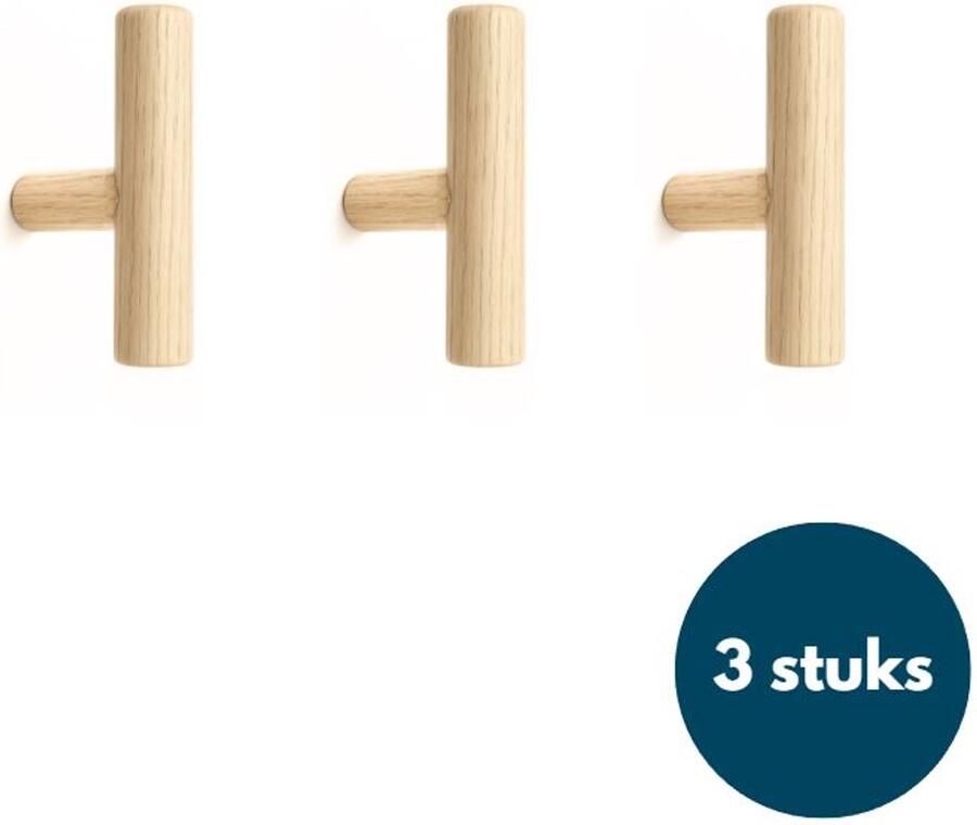 Loods84 Jashaken hout Teak Kapstok haken Wandhaken Wandkapstok 3 stuks