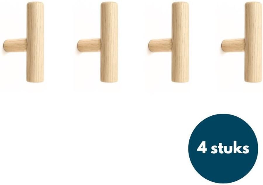 Loods84 Jashaken hout Teak Kapstok haken Wandhaken Wandkapstok 4 stuks