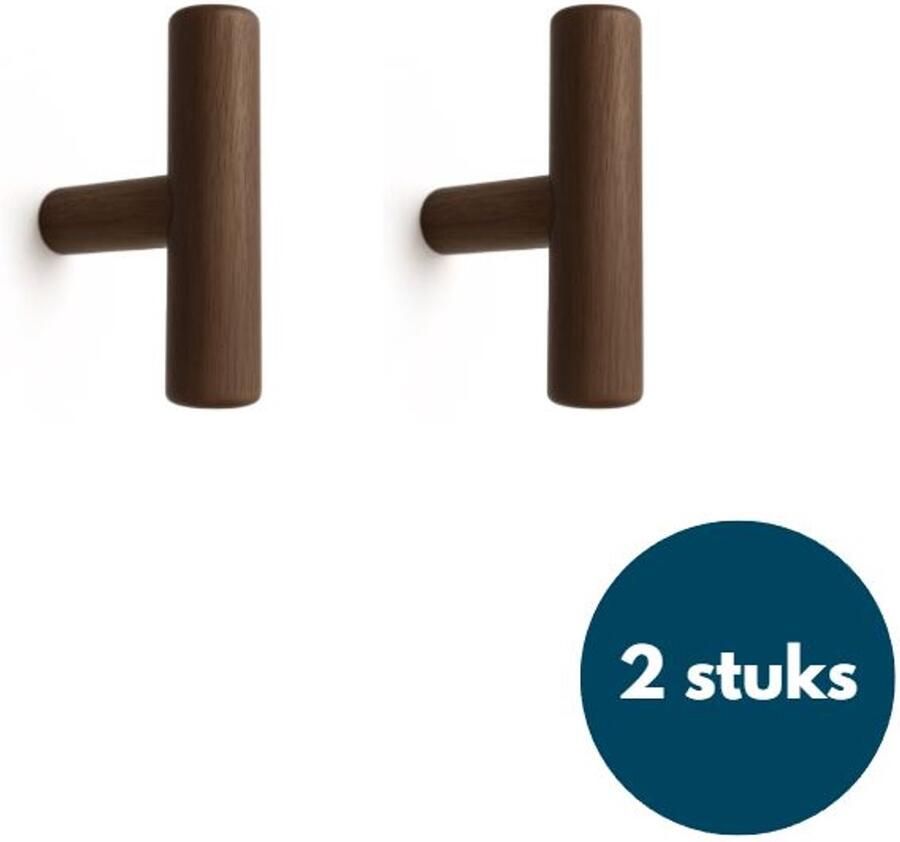 Loods84 Jashaken hout Walnoot Kapstok haken Wandhaken Wandkapstok 2 stuks