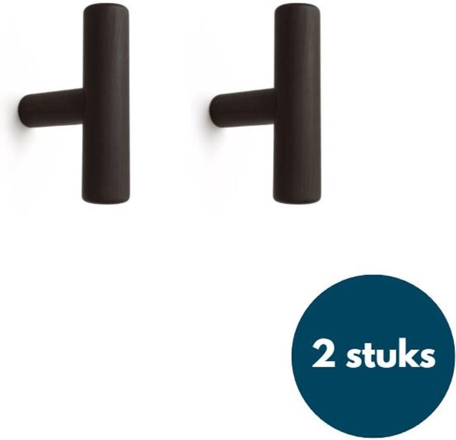 Loods84 Jashaken hout Zwart Kapstok haken Wandhaken Wandkapstok 2 stuks