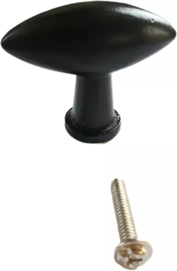 Loods84 Zwarte smeedijzeren ovale knop 55 mm