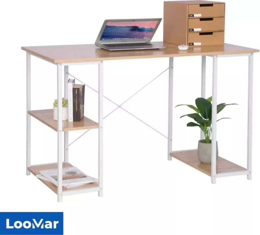 LooMar Bureau Industrieel Computertafel Bureautafel- Laptoptafel Thuiskantoor Hout