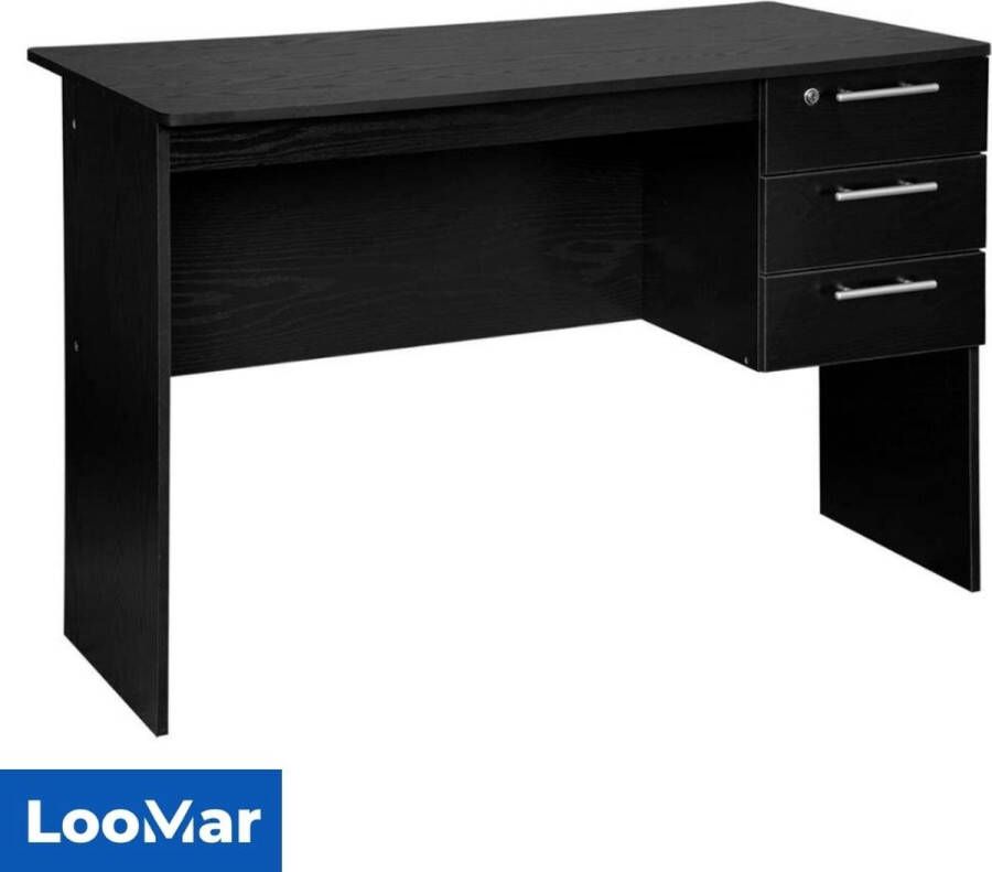 LooMar Bureau Industrieel Computertafel Bureautafel- Laptoptafel Thuiskantoor Zwart