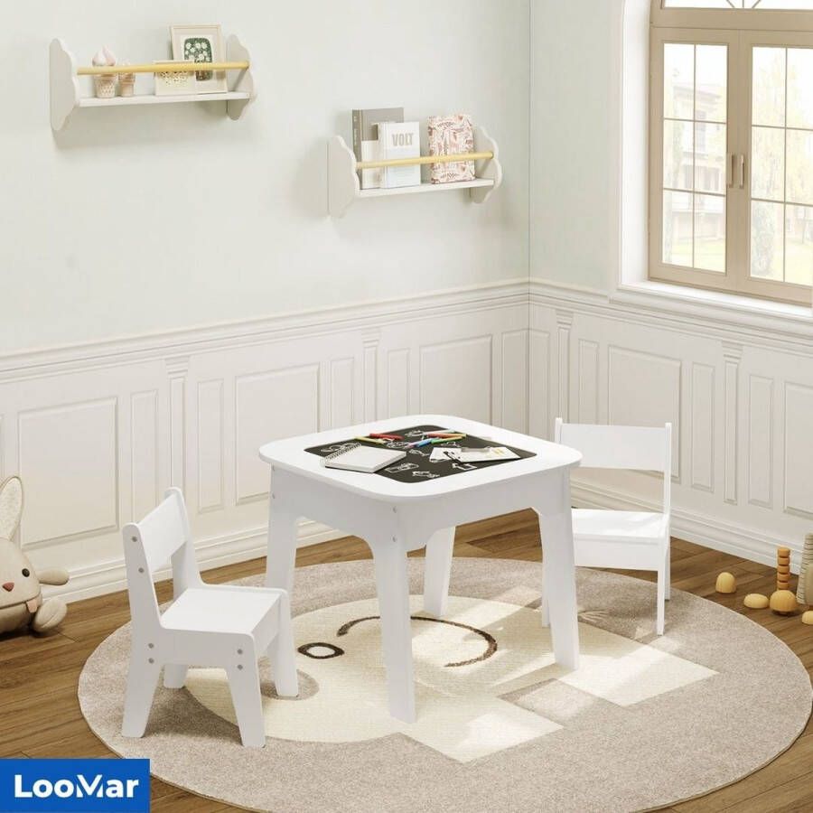 LooMar Kindertafel – Kinderbureau – Kindertafel met stoeltjes – Kindertafel en stoeltjes – Peuter tafel en stoel – Kindertafeltje met 2 stoeltjes