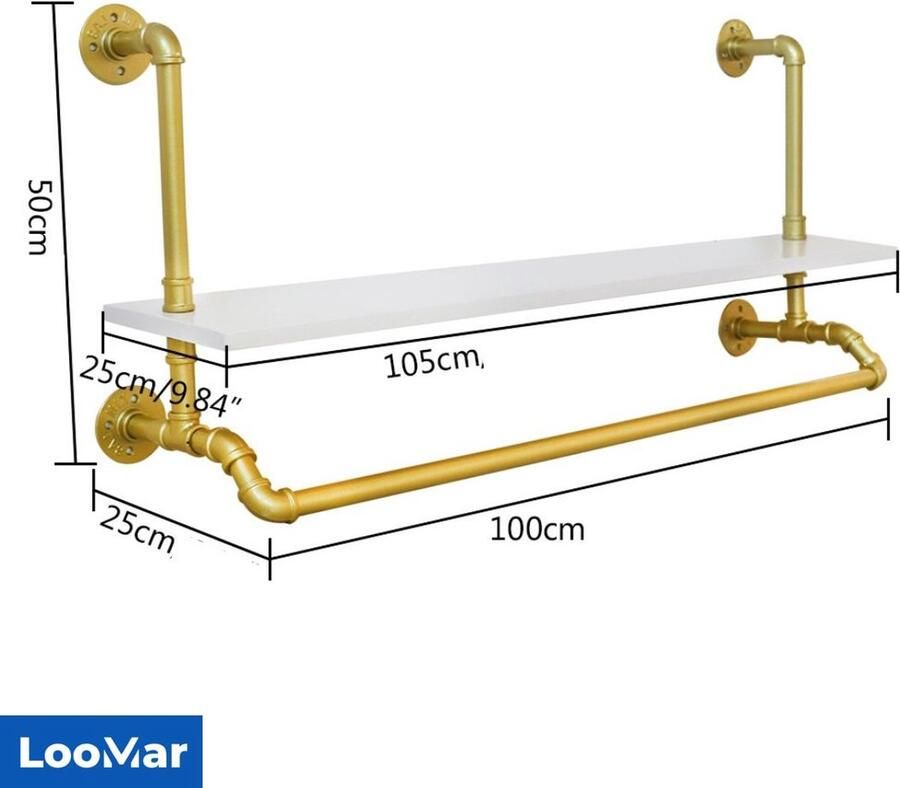LooMar Kledingrek hangend Kledingkast Kledingkasten slaapkamer Goud