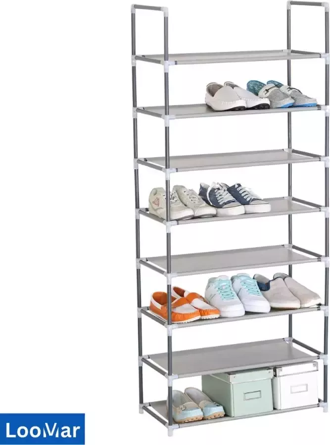 LooMar Schoenenrek Schoenenbank Schoenenrekje Stof Staal Zwart Opbergrek Opbergkast Staal