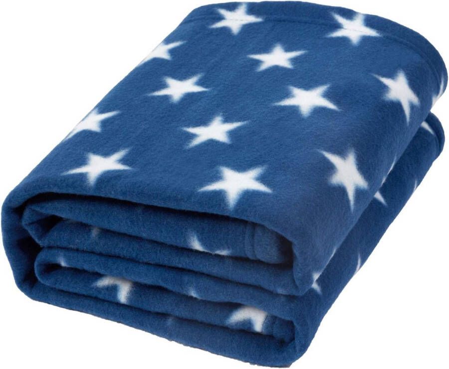 Flanel fleece sterren sprei over bed warme zachte pluche deken voor kinderbank blauw 125 x 150 cm - Foto 2