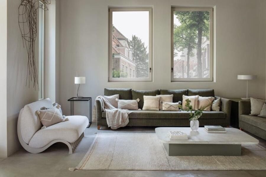 Lorena Canals Fantasy Garden Bloom Natural Vloerkleed 90 x 130 cm Ivoor Rectangular Katoen Woonkamer Kinderkamer Slaapkamer Strepen Scandinavisch Boho Wasbaar Modern