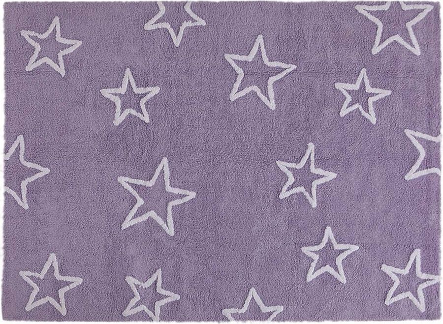 Lorena Canals Vele Sterren 100% katoenen wasbaar vloerkleed. Estrellas 160x120 cm purple