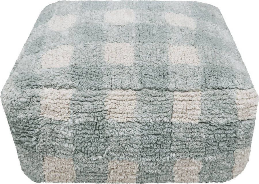 Lorena Canals Wasbare poef Vichy Blue Sage 20x40x40cm