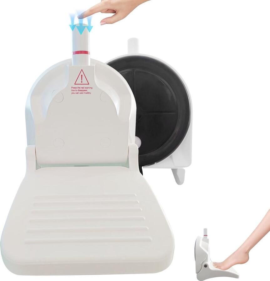 Loresjoy Douchevoetensteun Opvouwbare douchevoetensteun met plank Douchevoetensteun met zuignap Badkamer Douche Scheerbeensteun Voetsteun Douche Opstapje Zonder Boren Wit