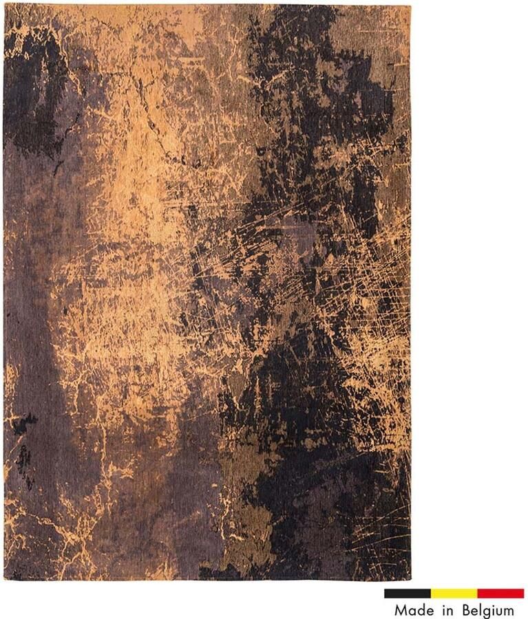 Louis de poortere 8618 Mad Men Deep Mine Vloerkleed 80x150 Rechthoek Laagpolig Tapijt Industrieel Goud Zwart