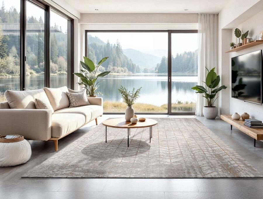 Louis de poortere 8928 Mad Men Central Yellow Vloerkleed 80x150 Rechthoek Laagpolig Tapijt Modern Beige Geel - Foto 2