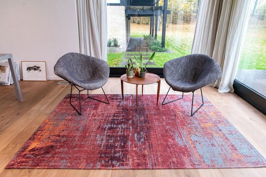 Louis de poortere Wasbaar Binnen & Buiten Vloerkleed 280 x 390 cm Streaks Nassau Red Laagpolig Tapijt Gerecycled PET Made in Belgium Circulair - Foto 2