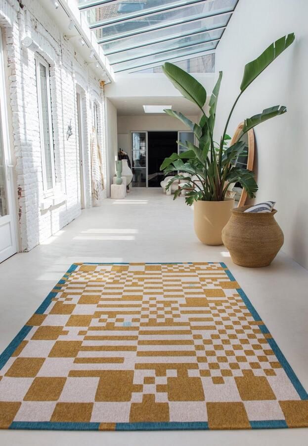 Louis de poortere Wasbaar Binnen & Buiten Vloerkleed 240 x 340 cm Chess Honey Laagpolig Tapijt Gerecycled PET Made in Belgium Circulair - Foto 2