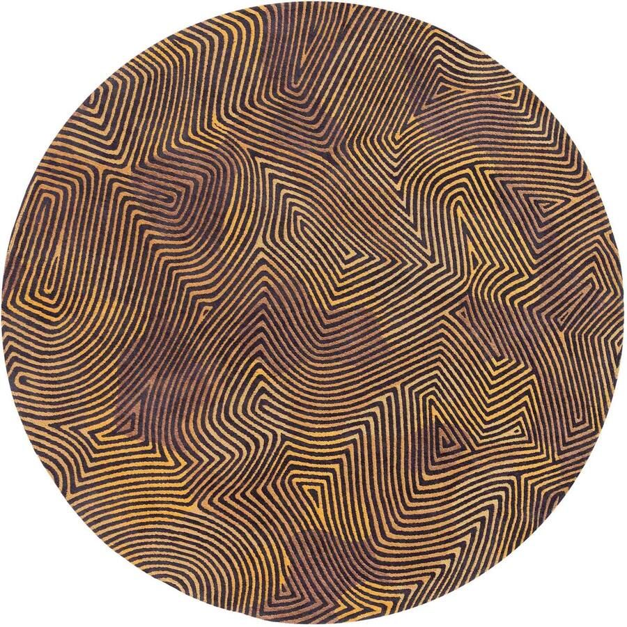 Louis de poortere Coral Meditation 9227 Black Gold Rond Vloerkleed 240 rond Laagpolig Tapijt Modern Bruin