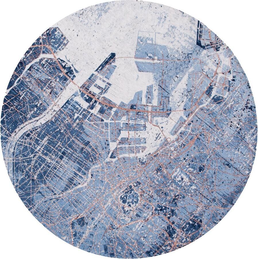 Louis de poortere Rond Vloerkleed Cities Tokyo Conductive Blue 9314 cm