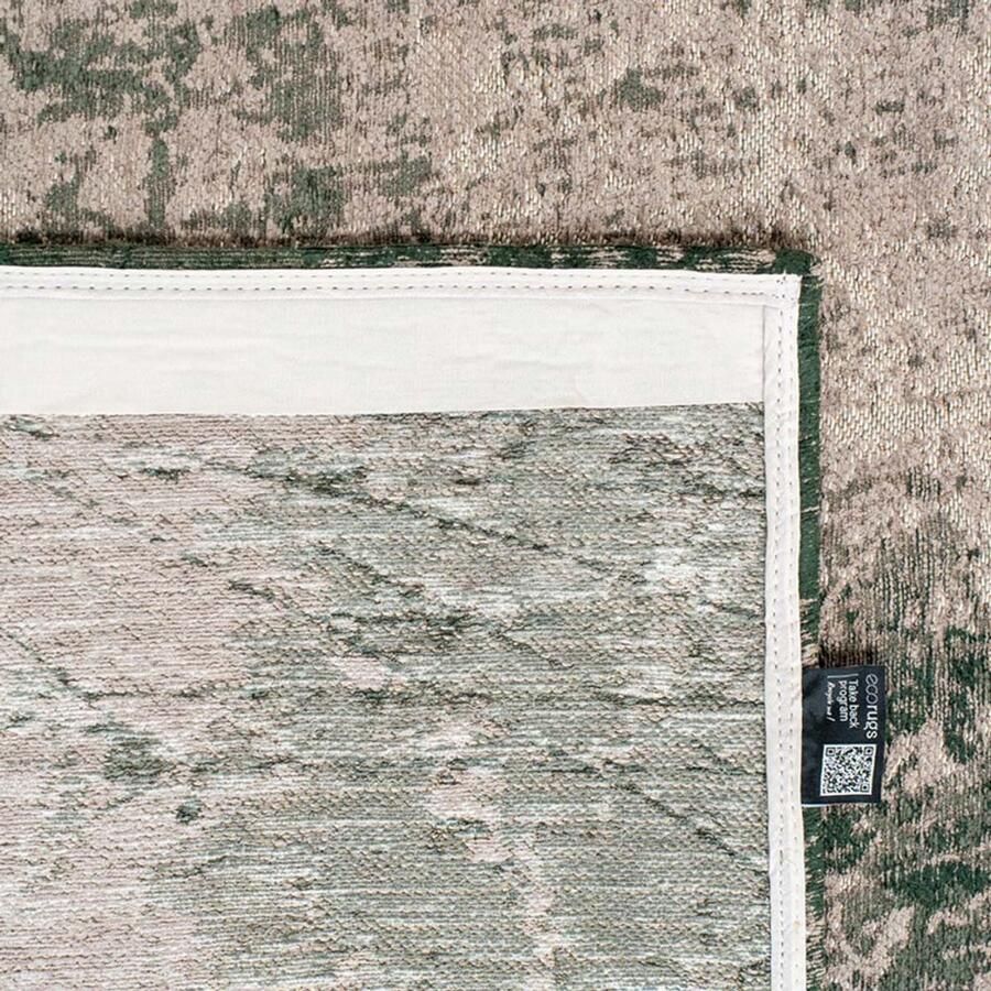 Louis de poortere 8723 Mad Men Dark Pine Vloerkleed 80x150 Rechthoek Laagpolig Tapijt Industrieel Beige Groen