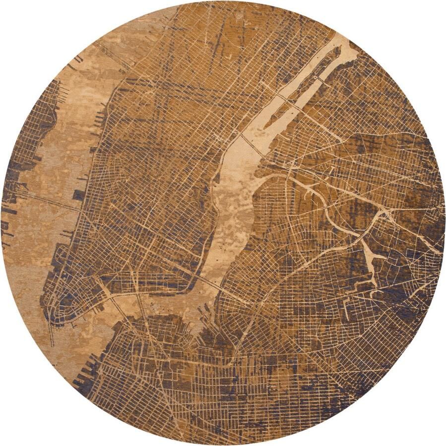 Louis de poortere Rond Vloerkleed Cities New York Gatsby Gold 9315 cm