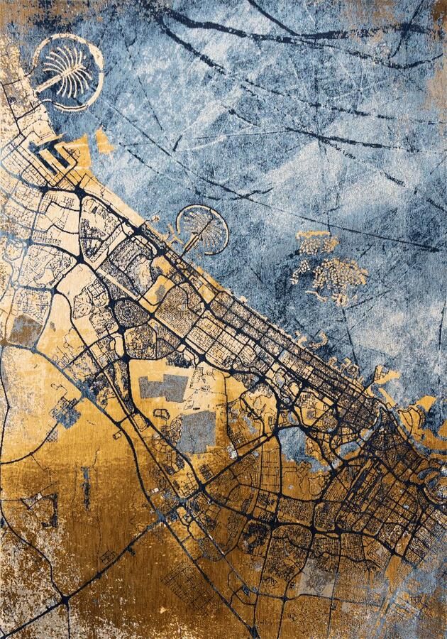 Louis de poortere Cities Dubai Gold Sea 9698 vloerkleed x 390 cm