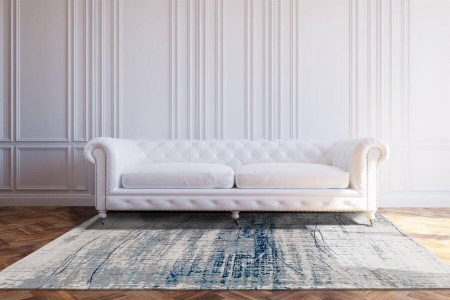 Louis de poortere Griff 8421 Mad Men Bronx Azurite Vloerkleed 80x150 Rechthoek Laagpolig Tapijt Modern Blauw Grijs - Foto 5