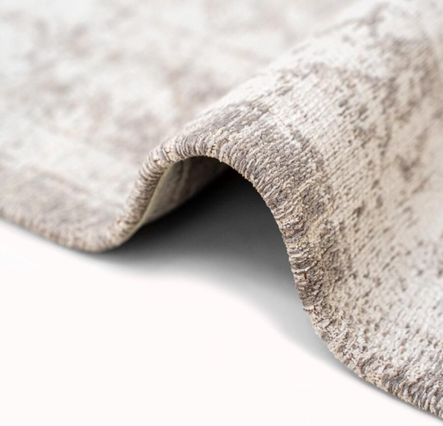 Louis de poortere 8383 Fading World Medallion Salt & Pepper Vloerkleed 80x150 Rechthoek Laagpolig Vintage Tapijt Modern Beige Taupe