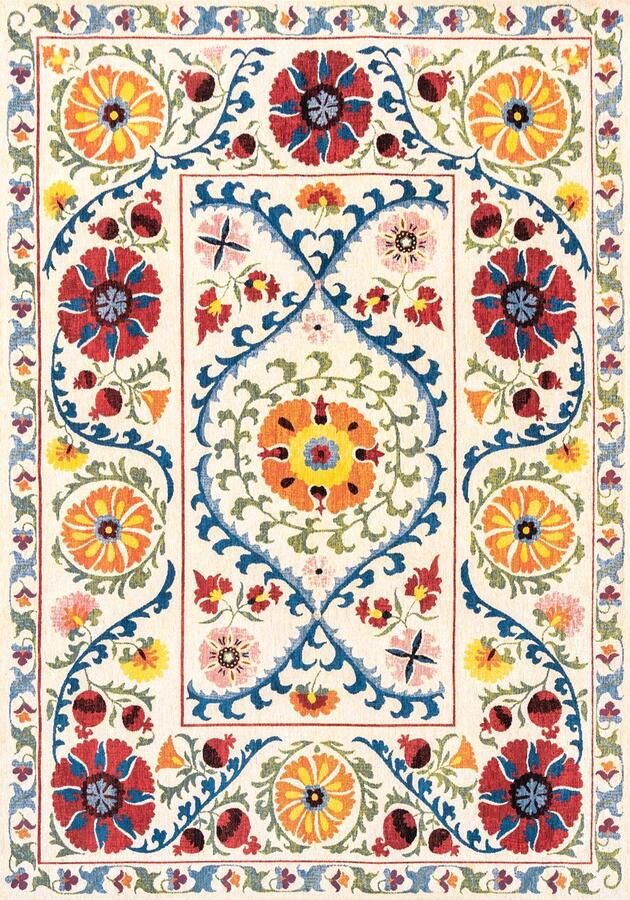 Louis de poortere Antiquarian Suzani Origine 9728 vloerkleed x 200 cm