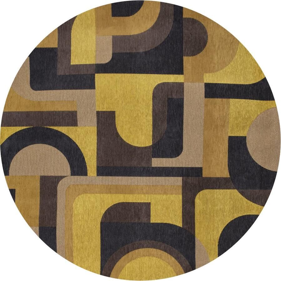 Louis de poortere Rond vloerkleed Nuance Module Yellow Meyer 9210 cm