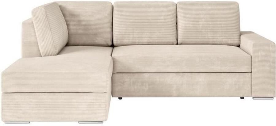 Loungitude ARTEMIS 4-zits converteerbare hoekbank links Beige corduroy L246 x D174 x H96 cm