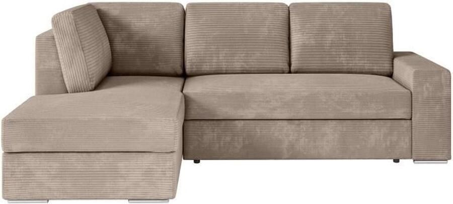 Loungitude ARTEMIS 4-zits converteerbare hoekbank links Greige corduroy L246 x D174 x H96 cm