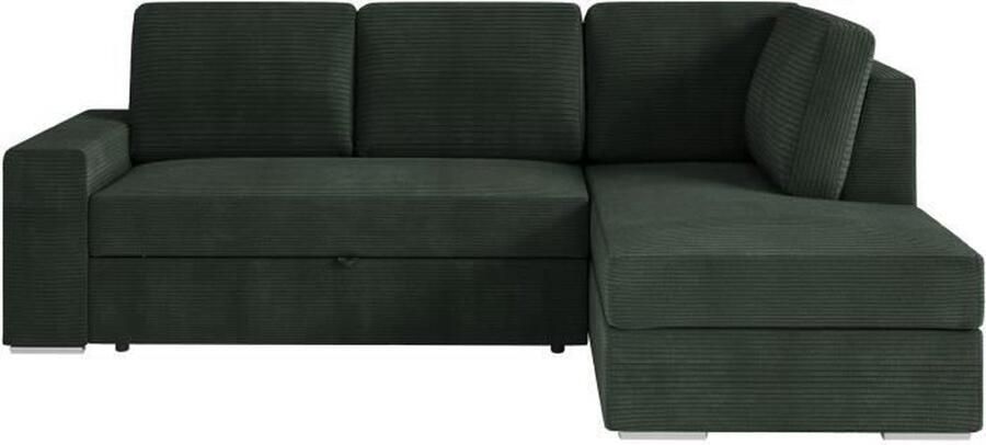 Loungitude ARTEMIS 4-zits hoekbank rechts Donkergroen ribfluweel L246 x D174 x H96 cm