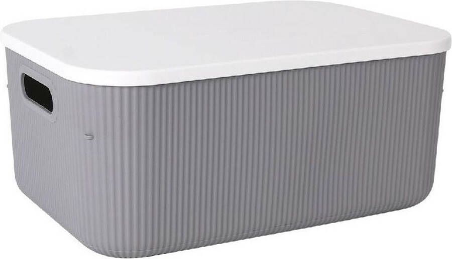 Lova Opslagdozen Grijs Plastic Met deksel 37 4 x 26 1 x 16 4 cm